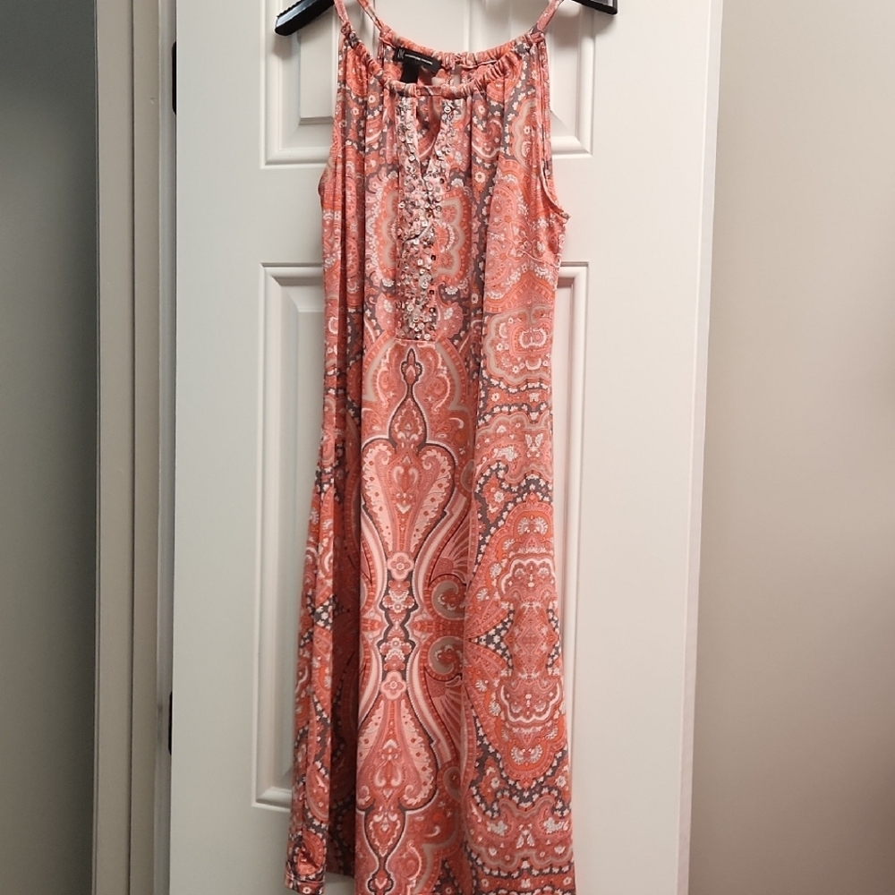 INC International Concepts Pink and White Spaghetti Strap Sundress